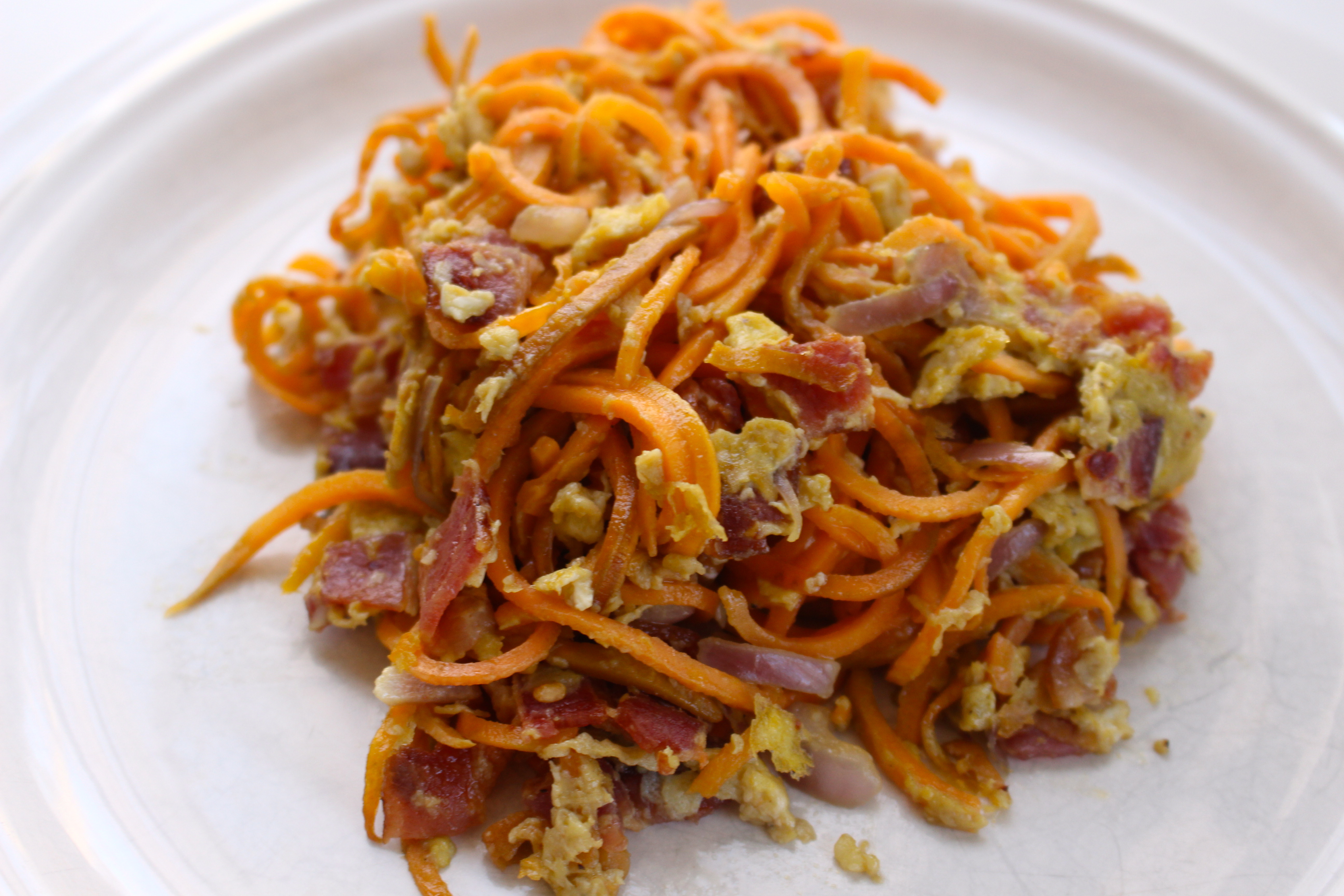 Sweet Potato noodles with bacon!